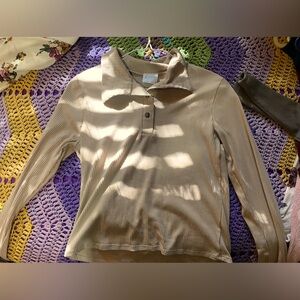 Quarter button business casual top